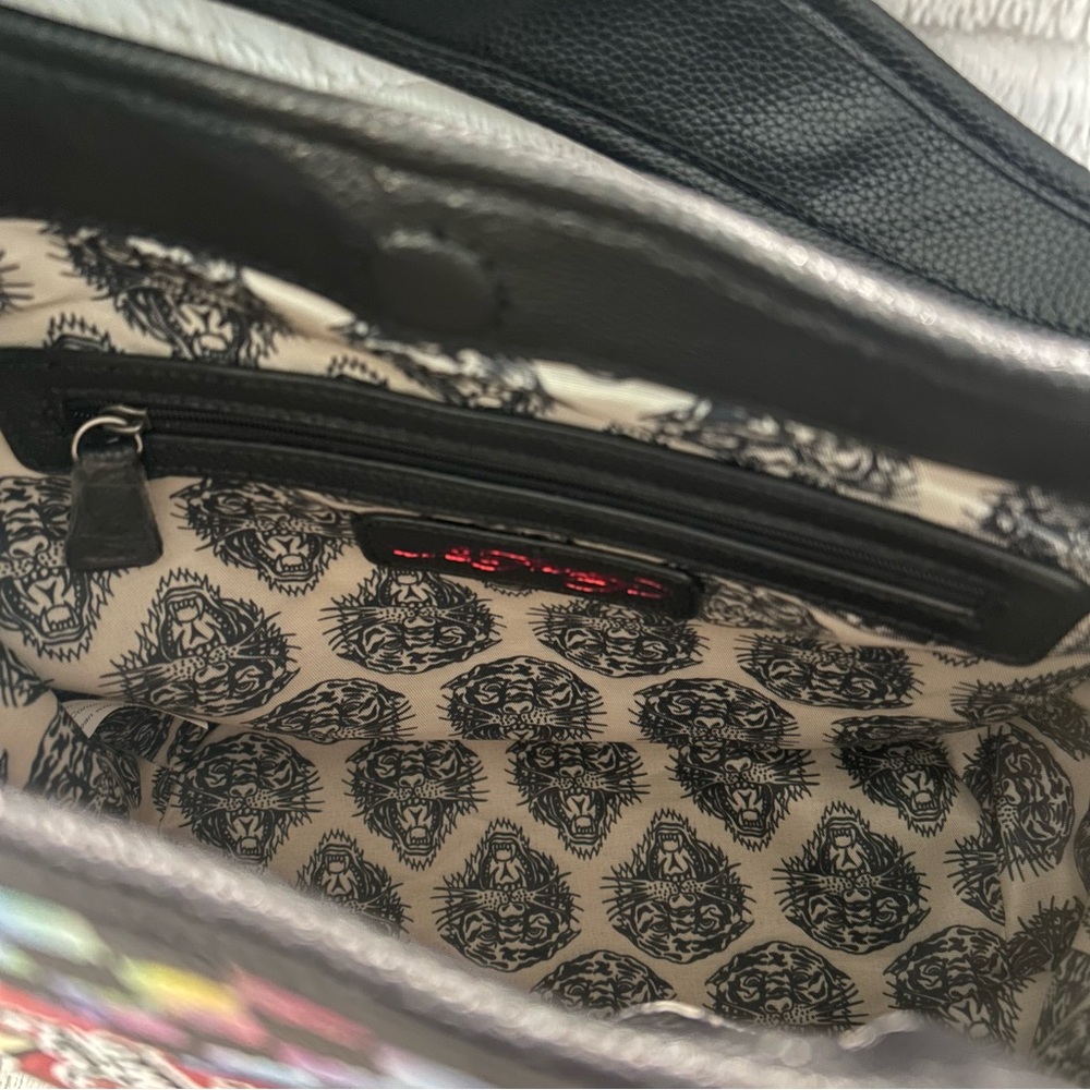 Ed Hardy “Love Kills Slowly” Colorful Graphic Hobo Tote with Rhinestones - Picture 11 of 13